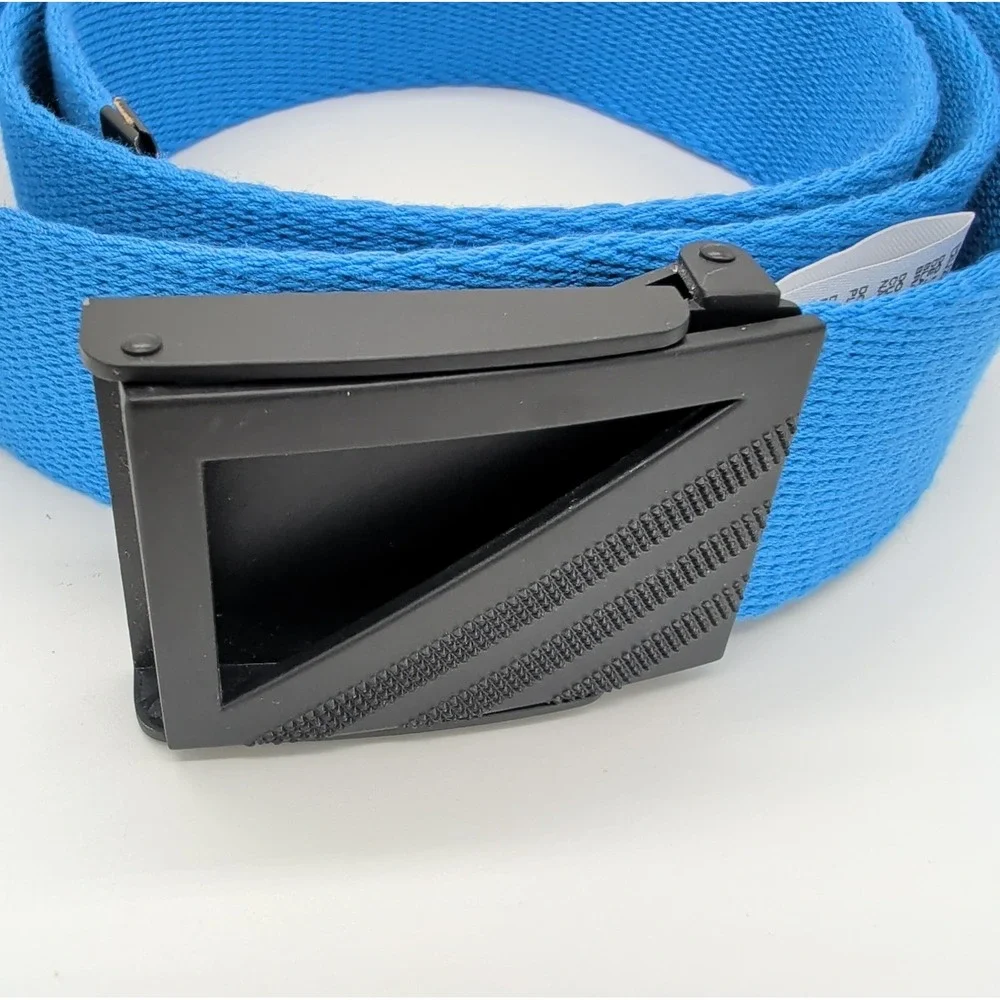 ADIDAS Golf Reversible Web Belt Blue One Size Clamp Buckle Black Cut Length NWOT